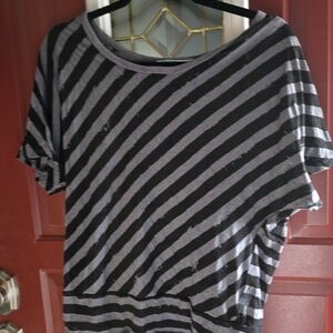 Striped Black and Gray Women's Top